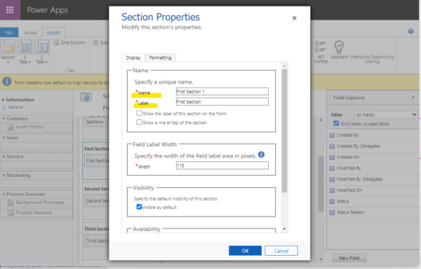 HIDE AND SHOW SECTIONS BY USING FIELD VALUES IN DYNAMICS 365 - CRMONCE