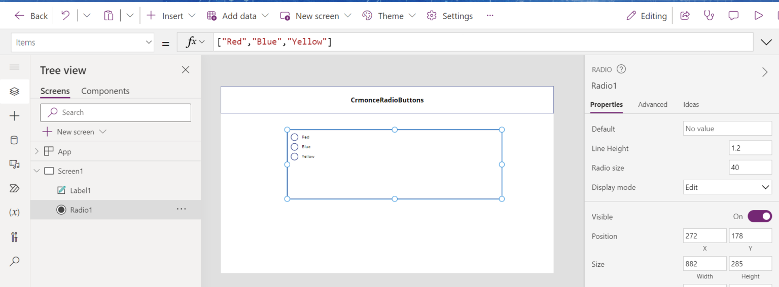 Radio Button Control In Microsoft Powerapps - Crmonce