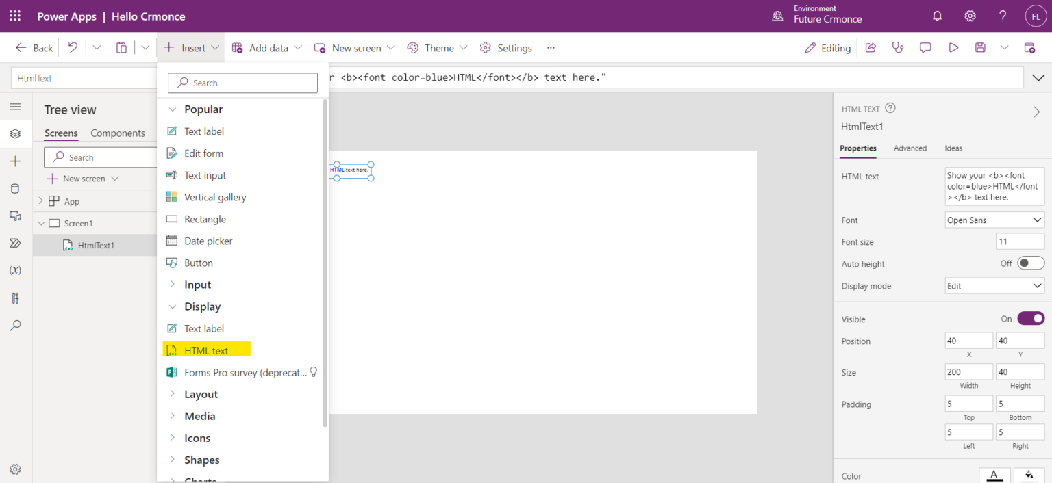 Creating Gradient Text Using HTML Control in PowerApps - CRMONCE