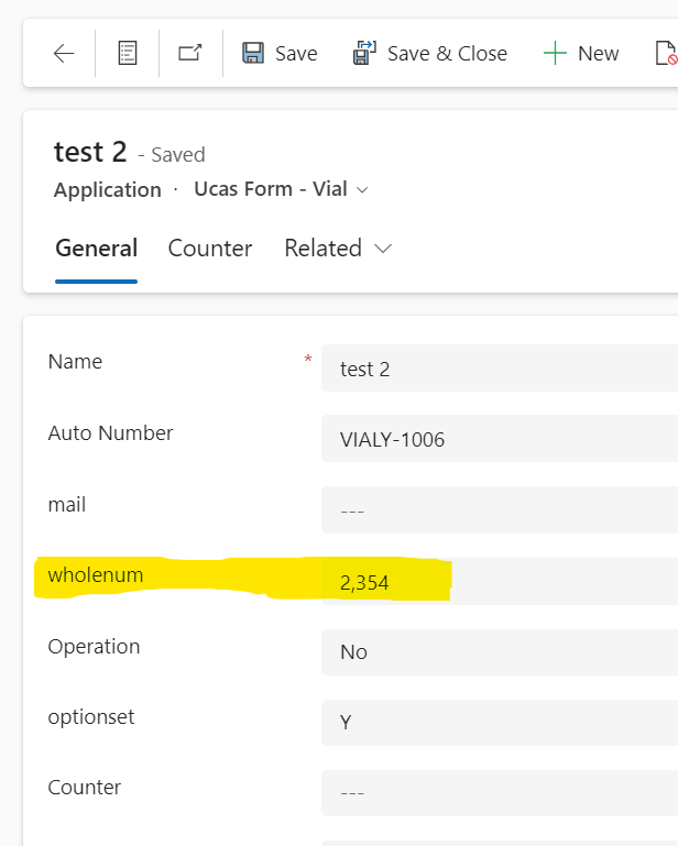 whole number field to decimal number